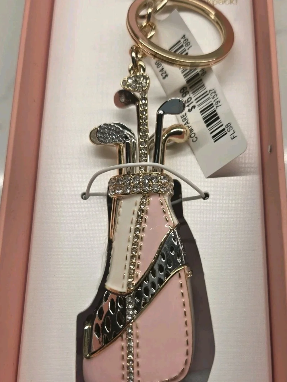 Piper K Golf Bag Keychain Bag Charm Pink with Rhinestones New In Box